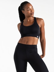 Schwarz - Dare 2b Don't Sweat It II Nahtloser Sport-BH mit mittlerer Stützkraft - Bild 1 von 8