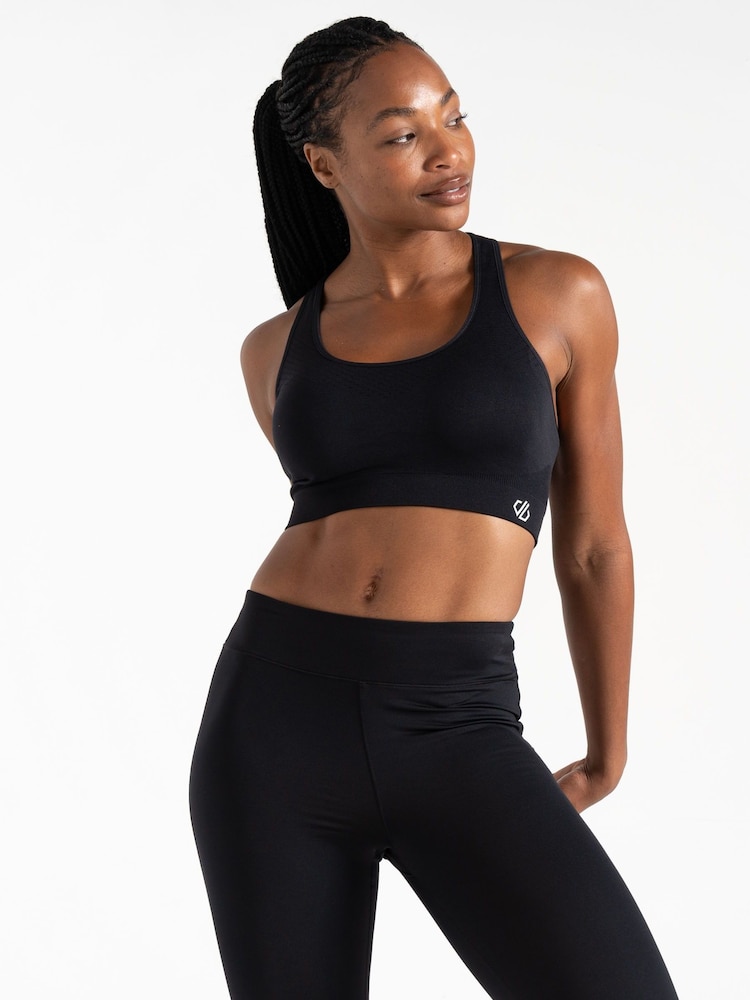 Schwarz - Dare 2b Don't Sweat It II Nahtloser Sport-BH mit mittlerer Stützkraft - Bild 1 von 8
