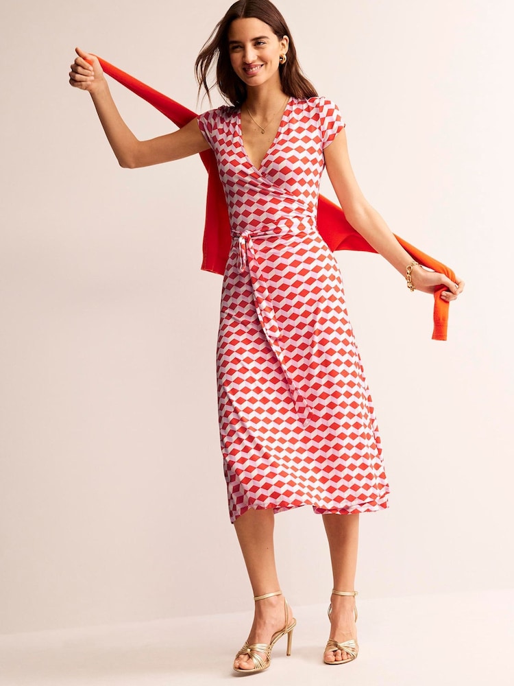 Boden Orange Joanna Cap Sleeve Wrap Dress - Image 1 of 5