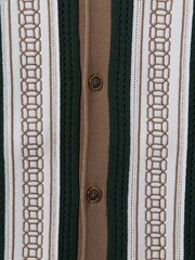Reiss Camel/Green Jensen 13-14 yrs Embroidered Cuban Collar Shirt - Image 4 of 4