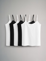 The Set White/Black 5 Pack Thin Strap Vest Tops - Image 1 of 8