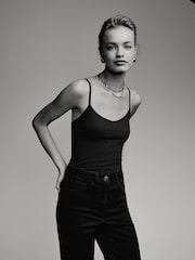 The Set White/Black 5 Pack Thin Strap Vest Tops - Image 2 of 8