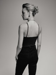 The Set White/Black 5 Pack Thin Strap Vest Tops - Image 3 of 8