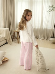 Pink Bow Detail Long Sleeve 100% Cotton Pyjamas Set (9mths-16yrs) - Image 3 of 8