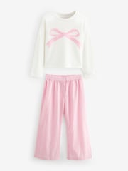 Pink Bow Detail Long Sleeve 100% Cotton Pyjamas Set (9mths-16yrs) - Image 5 of 8