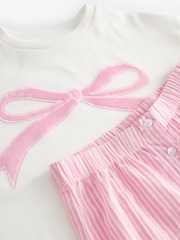 Pink Bow Detail Long Sleeve 100% Cotton Pyjamas Set (9mths-16yrs) - Image 7 of 8