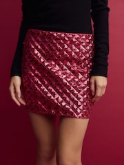 Pink Sequin Mini Skirt - Image 4 of 8