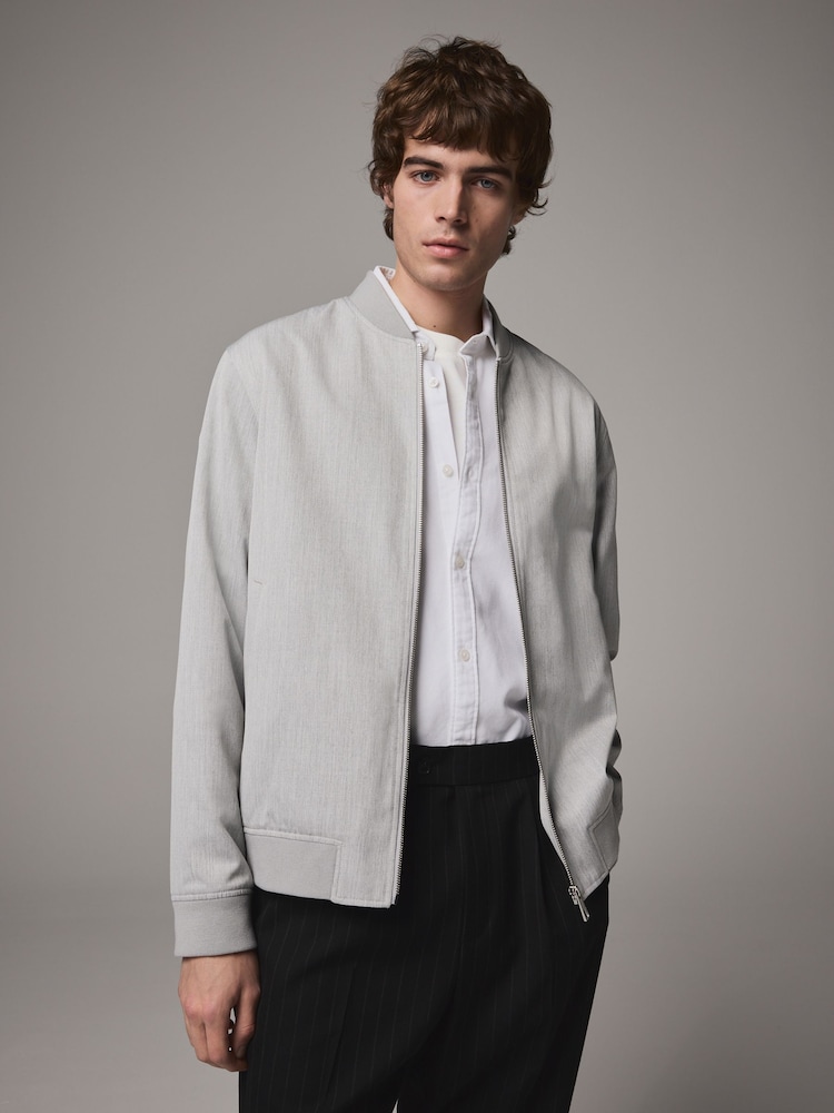 Light Grey Smart Bomber Jacket - Image 1 of 11