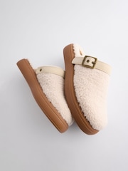 Cream Forever Comfort® Borg Sling Back Buckle Mules - Image 6 of 9