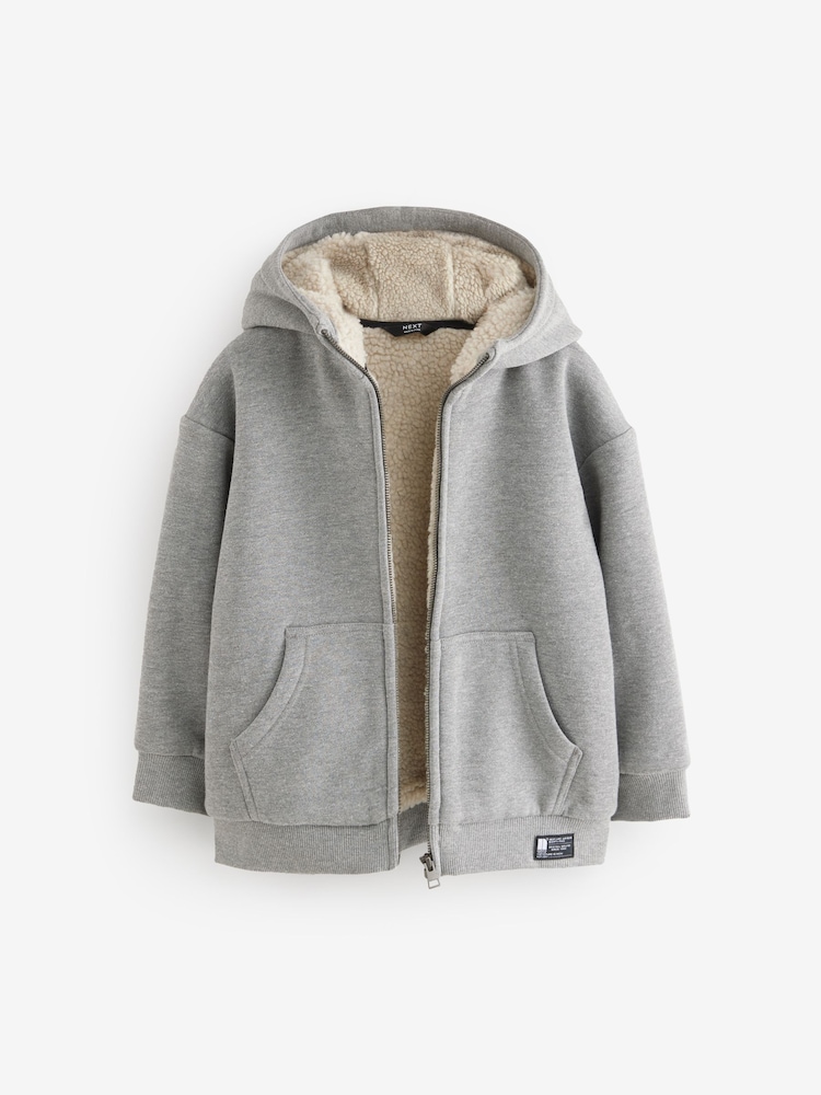 Charcoal Grey Fleece Lined Zip Through Hoodie (3-16yrs) - Image 1 of 5