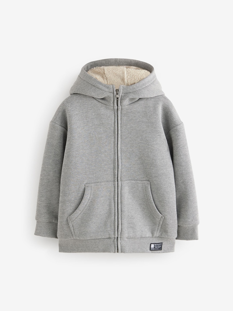 Charcoal Grey Fleece Lined Zip Through Hoodie (3-16yrs) - Image 2 of 5