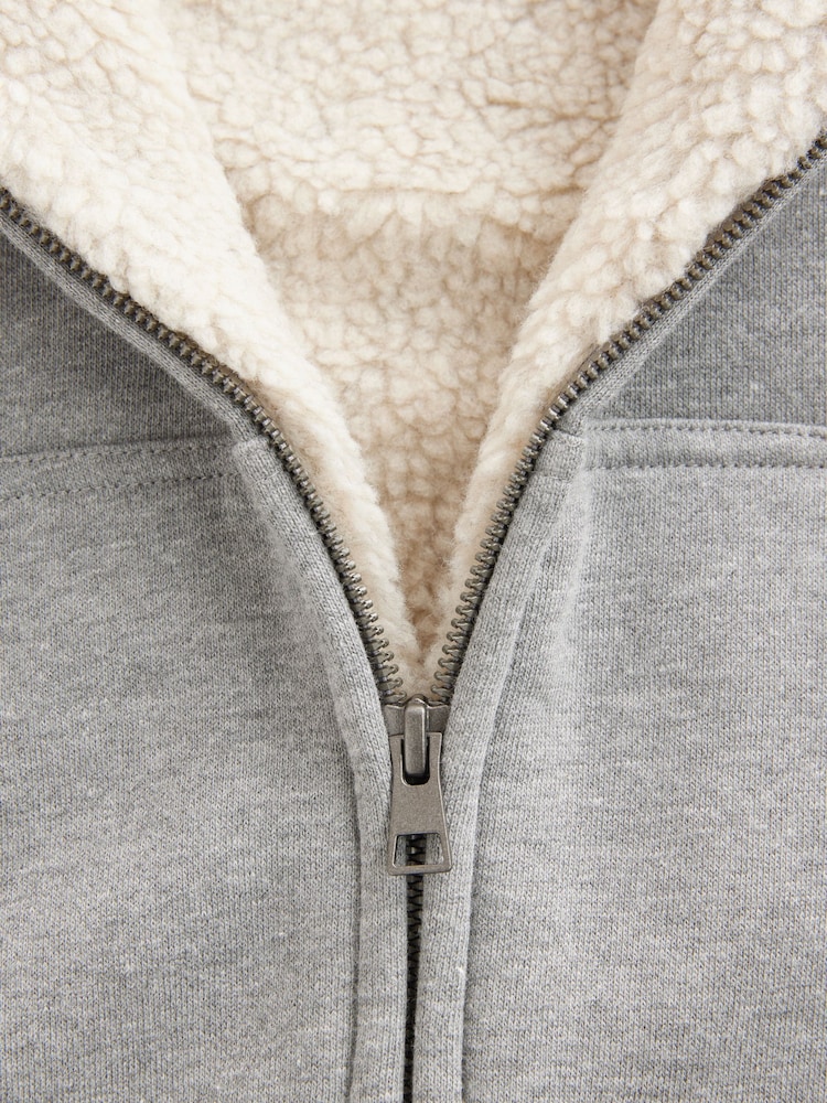 Charcoal Grey Fleece Lined Zip Through Hoodie (3-16yrs) - Image 4 of 5