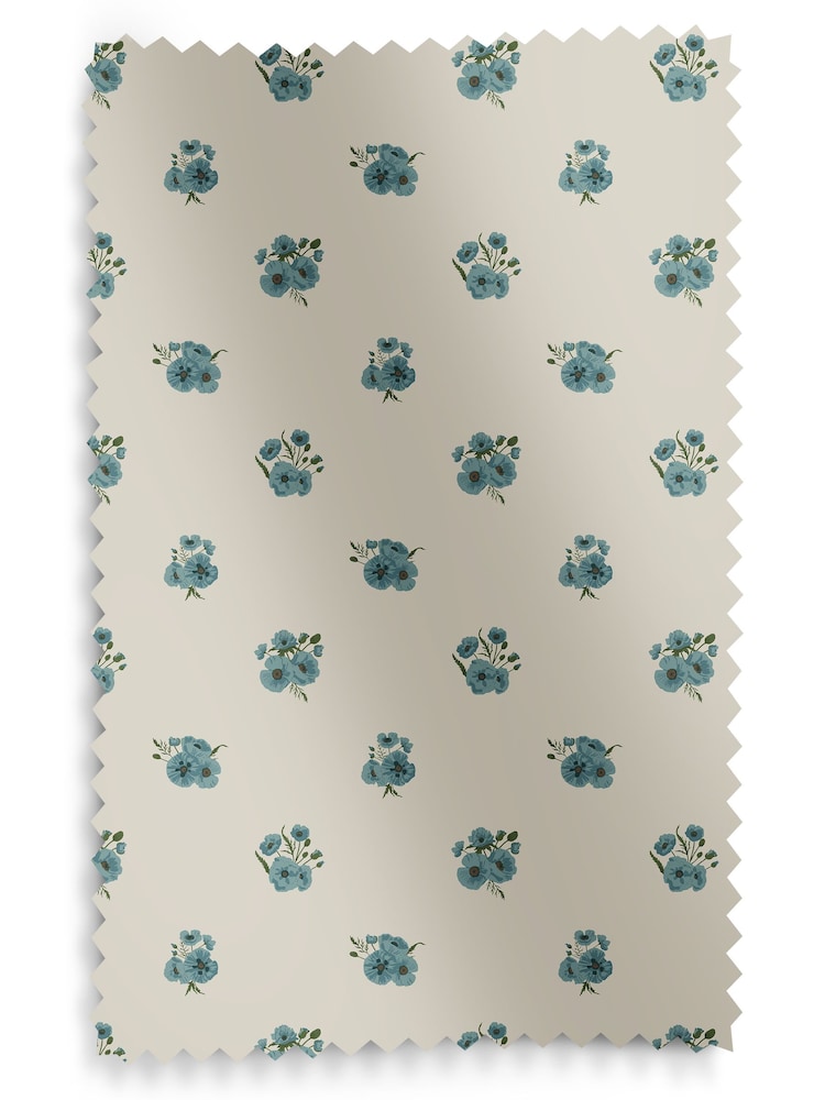 Sophie Allport Blue Poppies Made to Measure 100% Cotton Curtains - Image 6 of 6