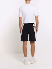 River Island Black Elasticated Blocked 100% Cotton Shorts - Image 2 of 3