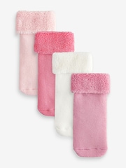 Light Pink Towelling Character Socks 4 Pack (0mths-2yrs) - Image 1 of 5