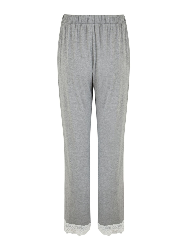 Pour Moi Grey & White Sofa Loves Lace Soft Jersey Pyjama Bottoms - Image 5 of 5