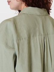 Sweaty Betty Savannah Green Summer Stretch Linen Utility Shirt - Image 7 of 8