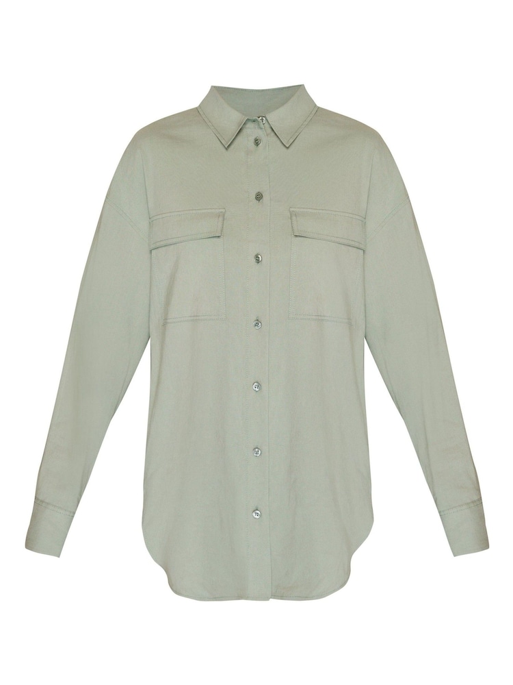 Sweaty Betty Savannah Green Summer Stretch Linen Utility Shirt - Image 8 of 8