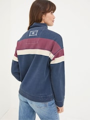 FatFace Airlie Navy Blue & Red Striped Sweat Top - Image 3 of 7