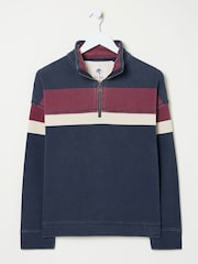 FatFace Airlie Navy Blue & Red Striped Sweat Top - Image 7 of 7