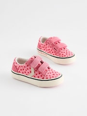 Pink Heart Touch Fasten Strap Printed Trainers - Image 1 of 6