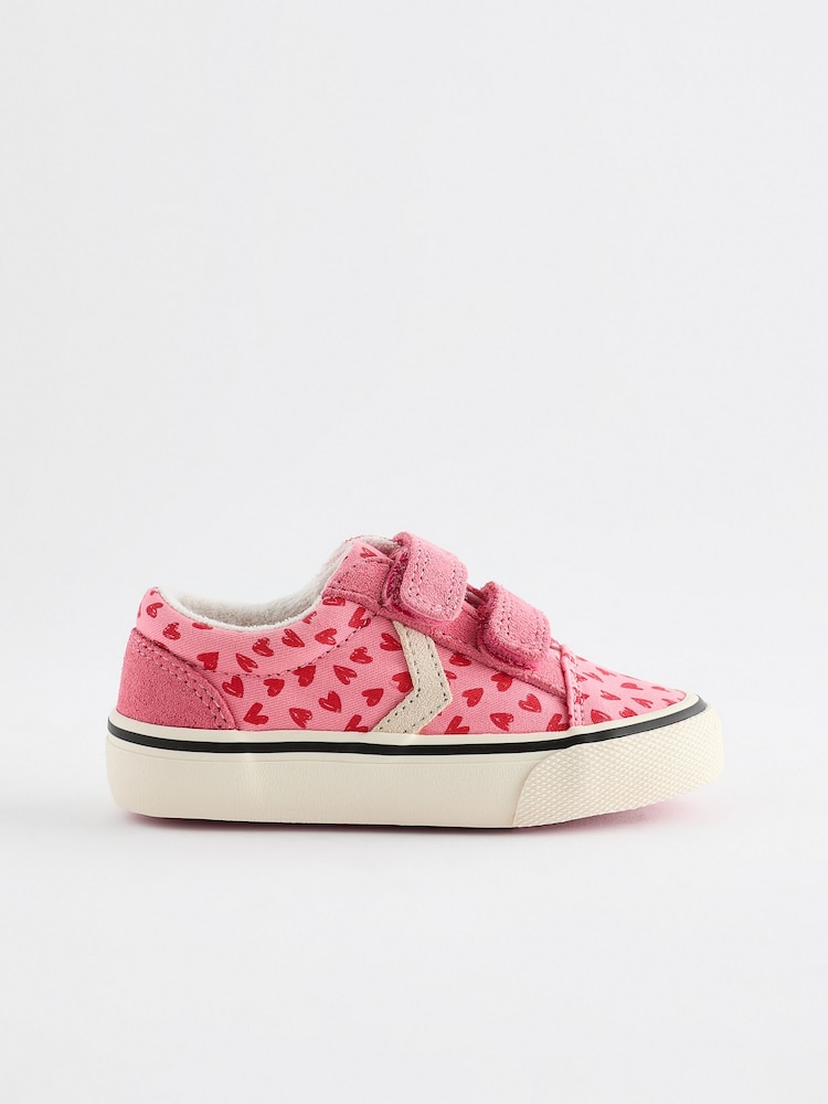 Pink Heart Touch Fasten Strap Printed Trainers - Image 2 of 6