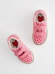 Pink Heart Touch Fasten Strap Printed Trainers - Image 4 of 6