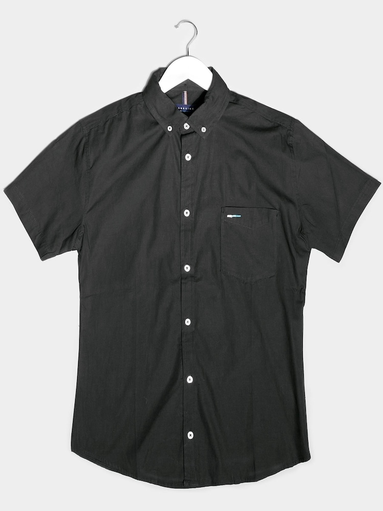BadRhino Big & Tall Black Short Sleeve Oxford 100% Cotton Shirt - Image 2 of 3