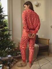 Red Fairisle Pattern Cosy Long Sleeve Pyjamas - Image 3 of 10
