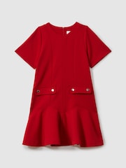 Reiss Red Fion 4-9 yrs Fit-and-Flare Pocket Detail Dress - Image 2 of 5