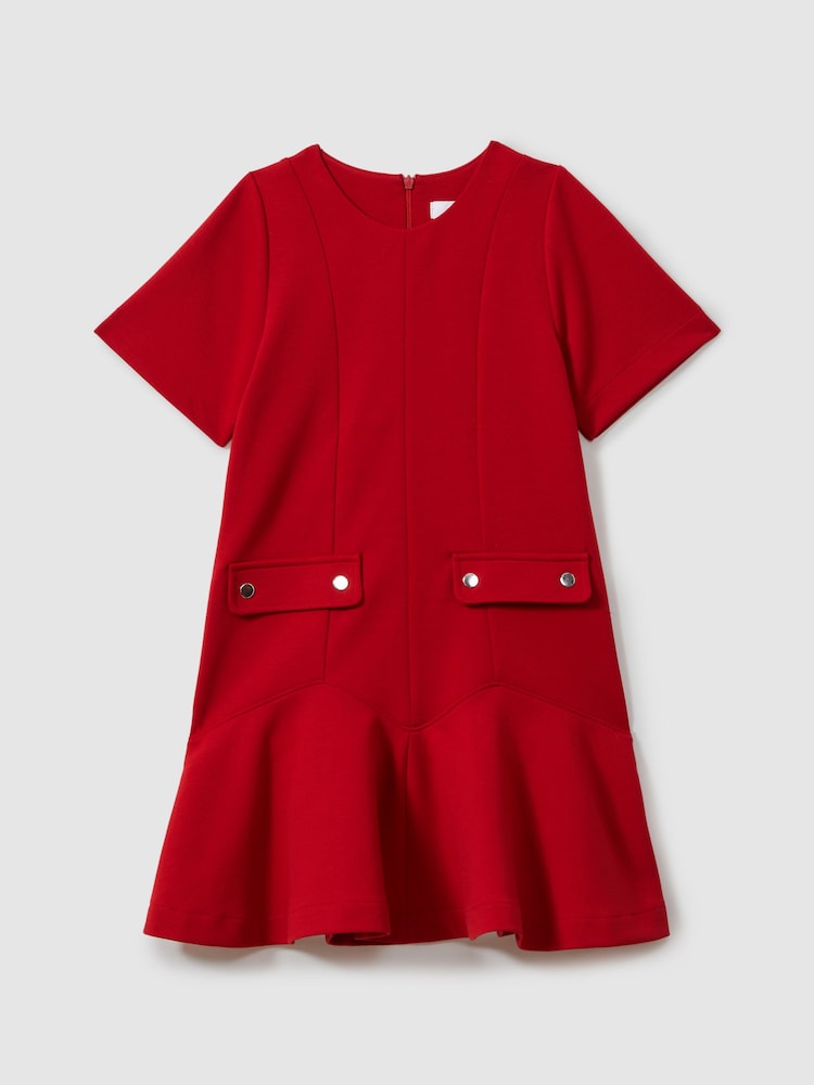 Reiss Red Fion 4-9 yrs Fit-and-Flare Pocket Detail Dress - Image 2 of 5