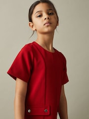 Reiss Red Fion 4-9 yrs Fit-and-Flare Pocket Detail Dress - Image 4 of 5