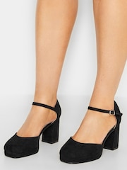 Yours Curve Black Extra Wide Fit Platform Court Shoes - Image 1 of 5