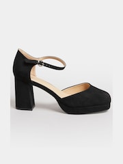 Yours Curve Black Extra Wide Fit Platform Court Shoes - Image 2 of 5