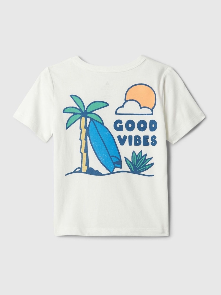 Gap White Palm Tree Graphic Short Sleeve Crew Neck Baby T-Shirt (Newborn-5yrs) - Image 2 of 2