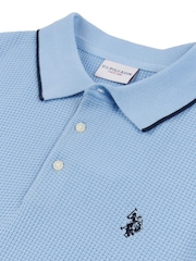 U.S. Polo Assn. Blue Regular Fit Mens Waffle Knit Polo Shirt - Image 7 of 7