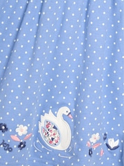 JoJo Maman Bébé Blue Swan Applique Button Front Dress - Image 3 of 3