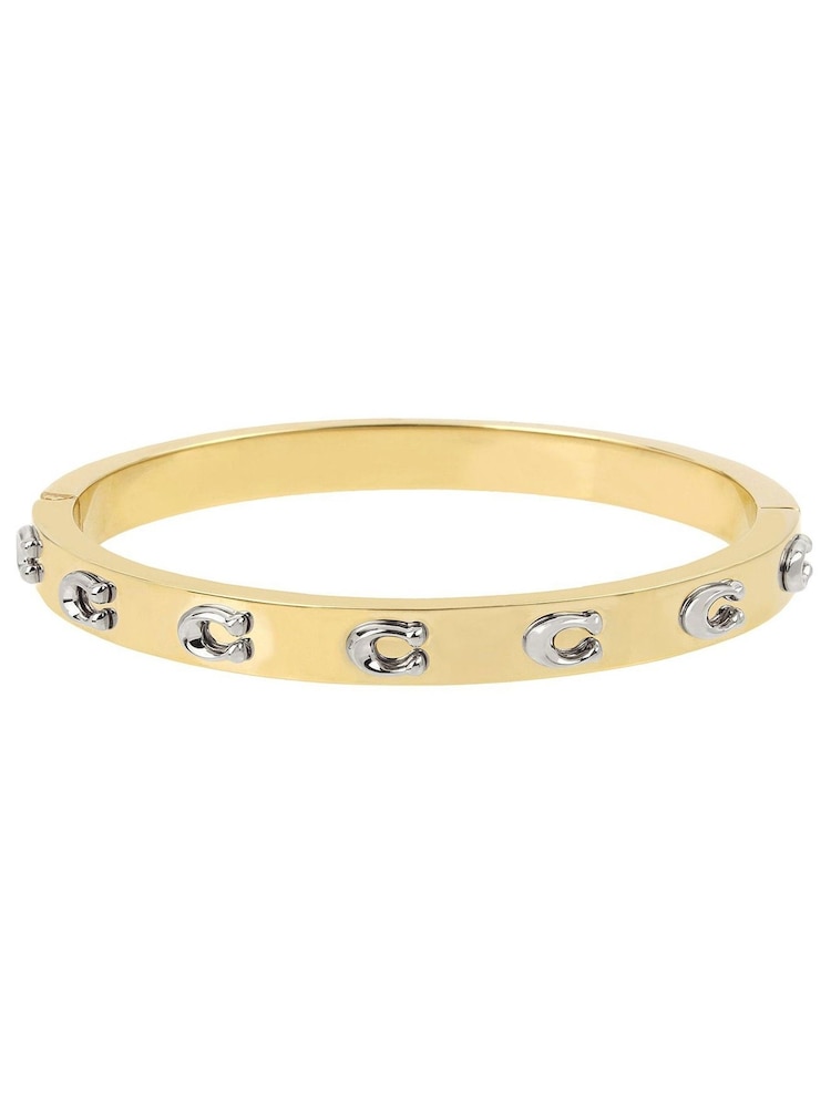 COACH Gold Tone Signature Bangle Bracelet - Image 1 of 3
