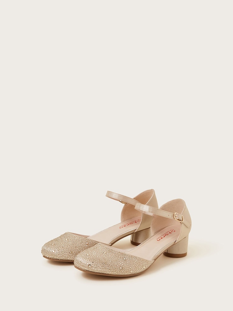 Monsoon Gold Diamanté Toe Heels - Image 1 of 3
