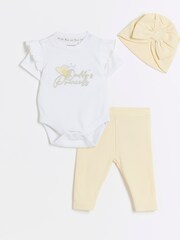 River Island Yellow Baby Girls 100% Cotton Turban 3 Piece Set - Image 1 of 3