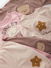 Neutral/ Pink Character 3 Pack Jogger 100% Cotton Pyjamas (9mths-8yrs) - Image 12 of 12