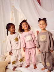 Neutral/ Pink Character 3 Pack Jogger 100% Cotton Pyjamas (9mths-8yrs) - Image 2 of 12
