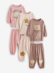 Neutral/ Pink Character 3 Pack Jogger 100% Cotton Pyjamas (9mths-8yrs) - Image 6 of 12