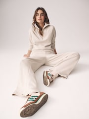 The Set Taupe Brown/Cream 2 Pack Half Zip Funnel Neck Sweatshirts - Image 4 of 9