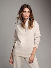 The Set Taupe Brown/Cream 2 Pack Half Zip Funnel Neck Sweatshirts - Image 5 of 9