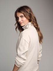 The Set Taupe Brown/Cream 2 Pack Half Zip Funnel Neck Sweatshirts - Image 6 of 9
