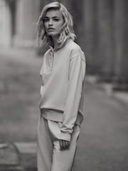 The Set Taupe Brown/Cream 2 Pack Half Zip Funnel Neck Sweatshirts - Image 8 of 9
