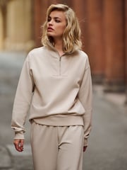 The Set Taupe Brown/Cream 2 Pack Half Zip Funnel Neck Sweatshirts - Image 9 of 9