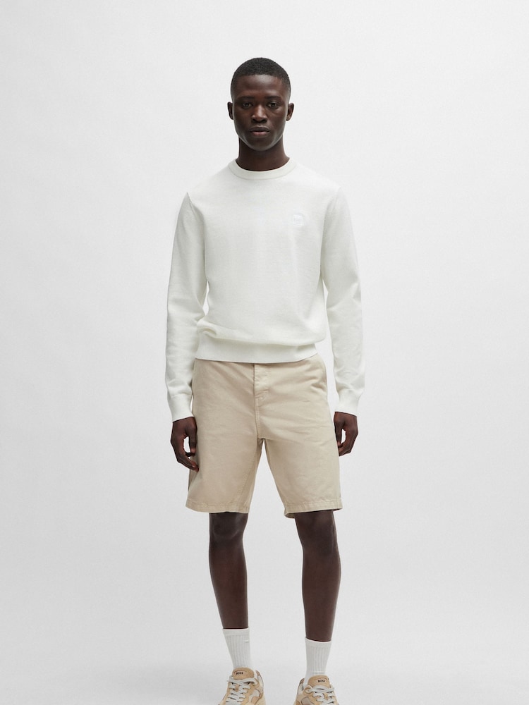 BOSS Cream Cashmere Blend Logo Patch Jumper - Image 1 of 4