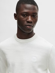 BOSS Cream Cashmere Blend Logo Patch Jumper - Image 2 of 4
